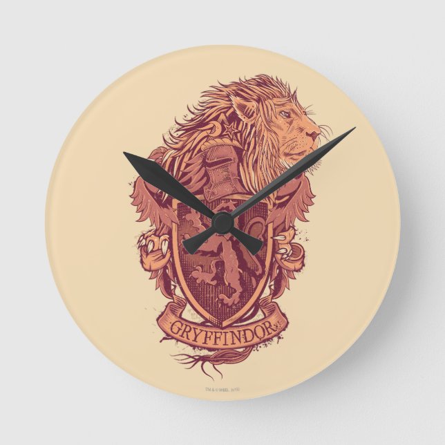 Relógio Redondo Harry Potter | Brasão do Leão da Gryffindor (Frente)