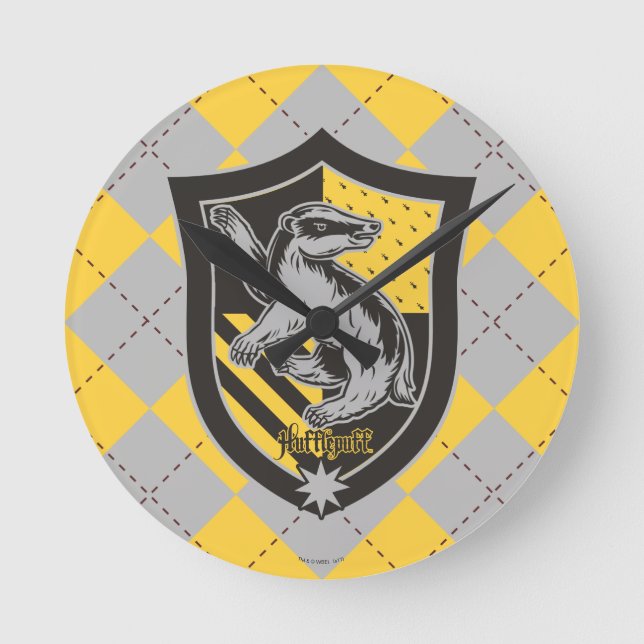 Relógio Redondo Harry Potter | Hufflepuff House Pride Crest (Frente)