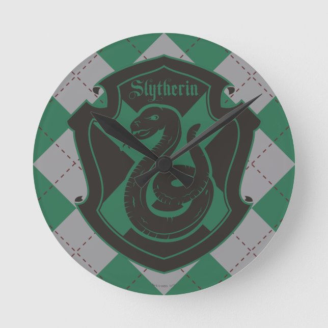 Relógio Redondo Harry Potter | Slytherin House Pride Crest (Frente)