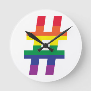 Relógio Redondo Hashtag Rainbow Flag