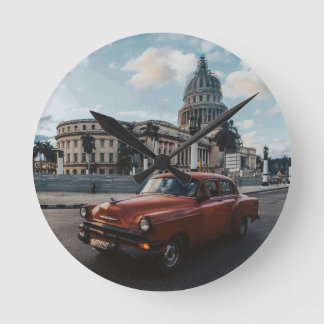 Relógio Redondo Havana Cuba Carro Clássico Antigo