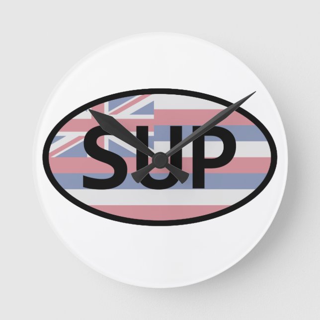 Relógio Redondo Hawaii Flag Standup Paddling (Frente)