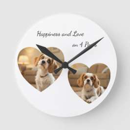 Relógio Redondo Heart-Shaped Dog Design – “Happiness on Four Paws”