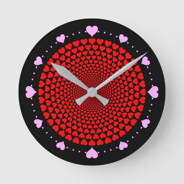 Relógio Redondo Hearts Mandala Design- 25870 (Frente)