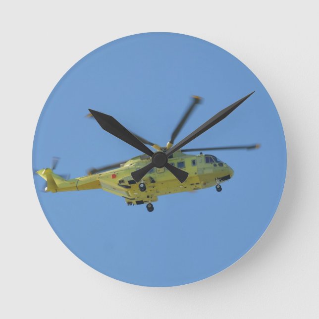 Relógio Redondo Helicóptero às ilhas de Scilly (Frente)