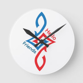 Relógio Redondo Hello Friends Simple Happy Greeting Design