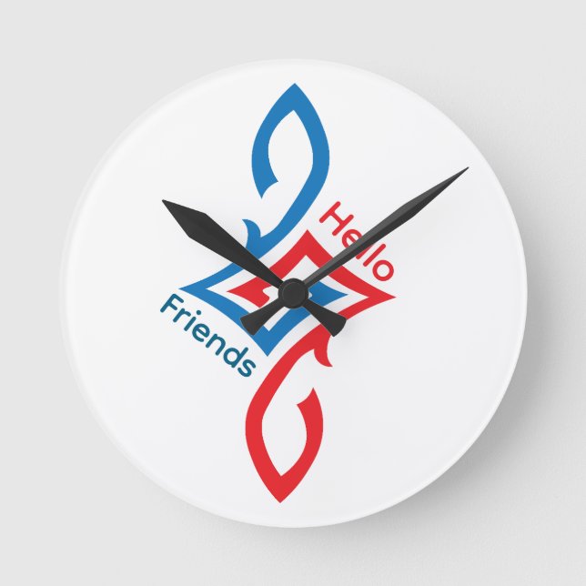 Relógio Redondo Hello Friends Simple Happy Greeting Design (Frente)