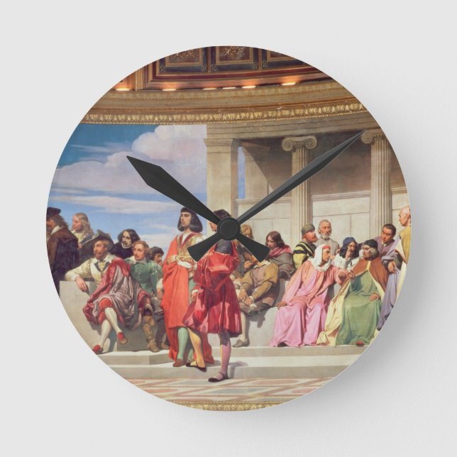 Relógio Redondo Hemiciclo: Artistas de todas as idades, detalhe de (Frente)