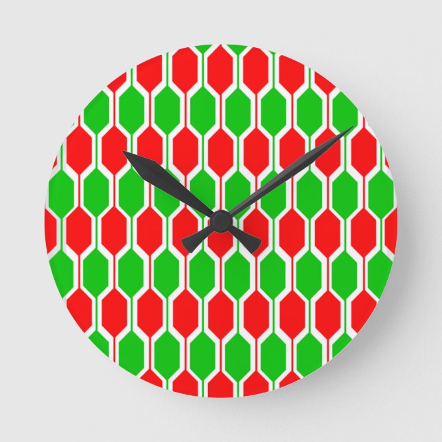 Relógio Redondo Hexágonos de Natal (Frente)