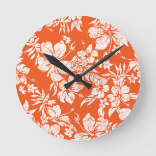 Relógio Redondo Hibiscus Pareau Hawaiian Wall Clocks