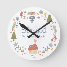 Relógio Redondo Higge de Cottage do País Abençoado Personalizado