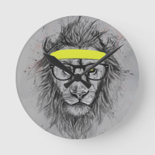 Relógio Redondo Hipster lion