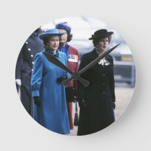 Relógio Redondo HM Queen Elizabeth II-Margaret Thatcher