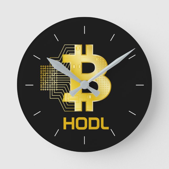 Relógio Redondo HODL, sua moeda de bits (Frente)