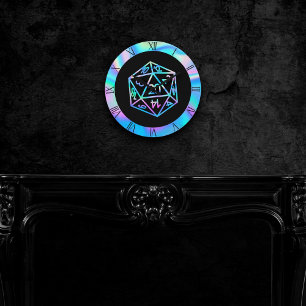 Relógio Redondo Holograma D20 - Crit   PnP Tabletop Gamer Dice