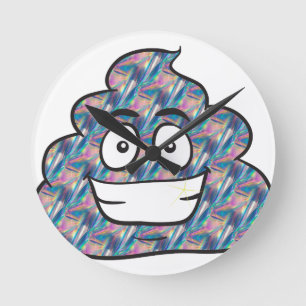 Relógio Redondo holograma poop emoji