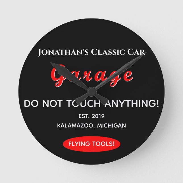 Relógio Redondo Home Car Mechanical Garage Flying Tools Wall Clock (Frente)