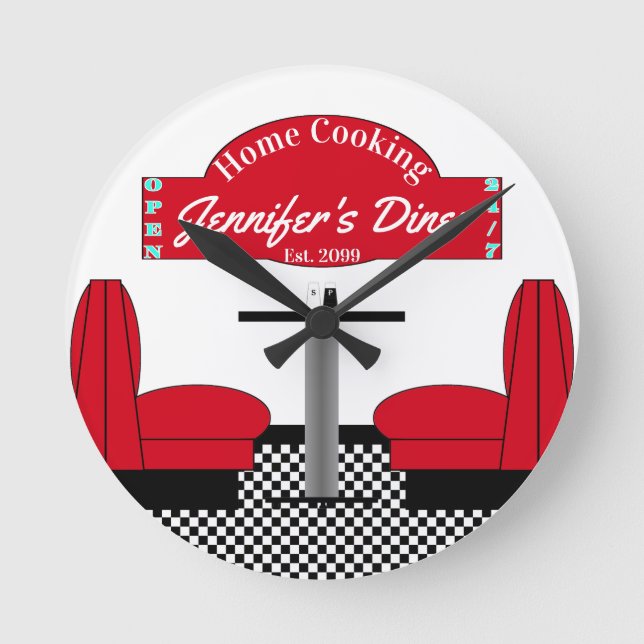 Relógio Redondo Home Diner Kitchen Restaurante Grelha Baker (Frente)