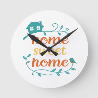 Relógio Redondo Home Sweet Home com Bird e House