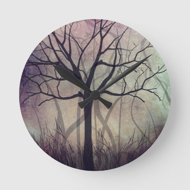 Relógio Redondo Home Wall Clock Tree Art Twilight (Frente)