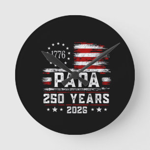 Relógio Redondo Homem Papai Bandeira Americana 250 Anos 4 de Julho