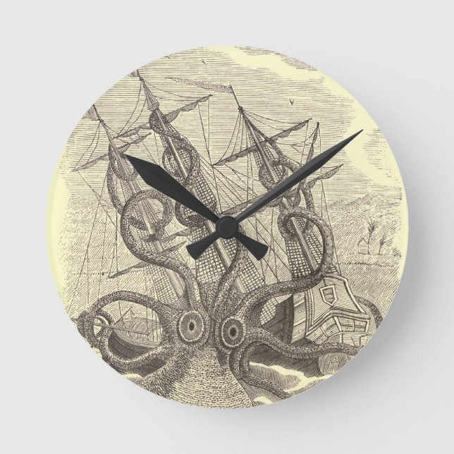 Relógio Redondo Hora de Sushi! Kraken Clock (Frente)