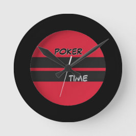 Relógio Redondo Hora do Poker Vermelho Preto 