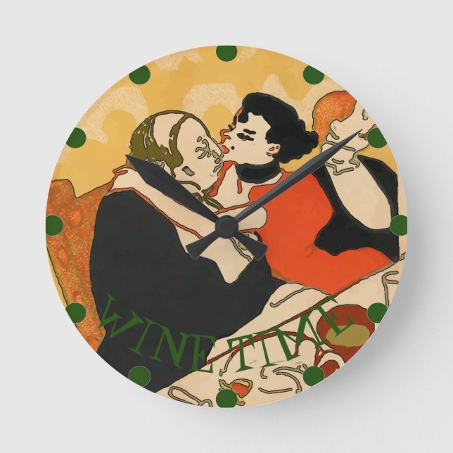 Relógio Redondo Hora do Vinho, Editar Texto, relógios (Frente)