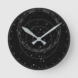 Relógio Redondo Horloge astrolabe noir et blanc  