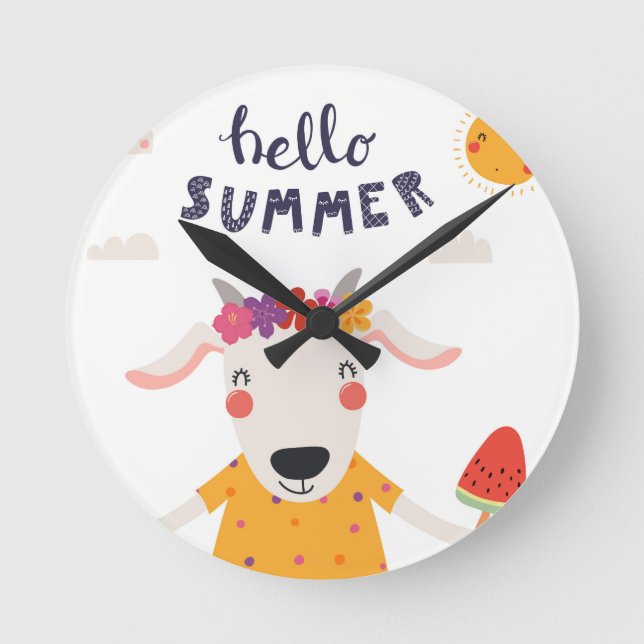 Relógio Redondo Horloge en Acrylique Hello summer (Frente)