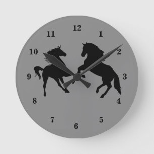 Relógio Redondo Horse Clock com Cores Personalizadas e Fontes de N