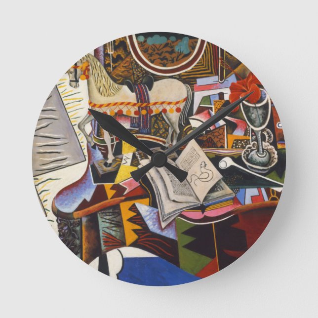 Relógio Redondo Horse Pipe Red Flower por Joan Miro (Frente)