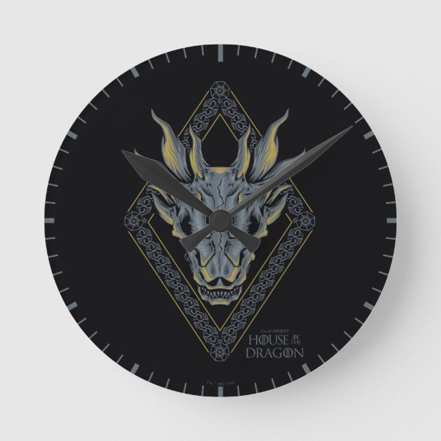Relógio Redondo HOUSE OF THE DRAGON | Balerion Skull Diamond Crest (Frente)