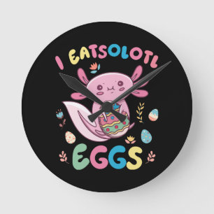 Relógio Redondo I Coma Ovos Coelho Páscoa Axolotl Coelho