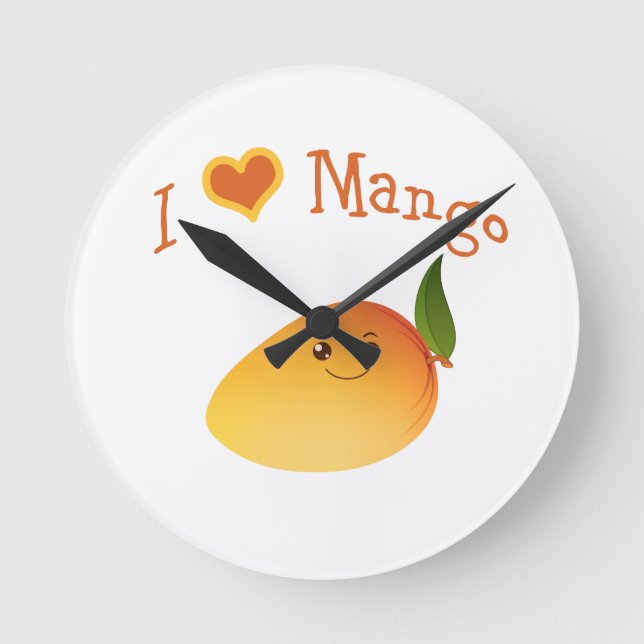 Relógio Redondo I Heart (amor) Mango (Frente)