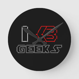 Relógio Redondo I Heart Geeks ASCII ART