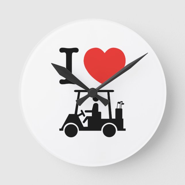 Relógio Redondo I Heart (Love) Golf Cart (Frente)