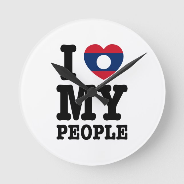 Relógio Redondo I Heart (Love) My Lao Pessoas (Frente)