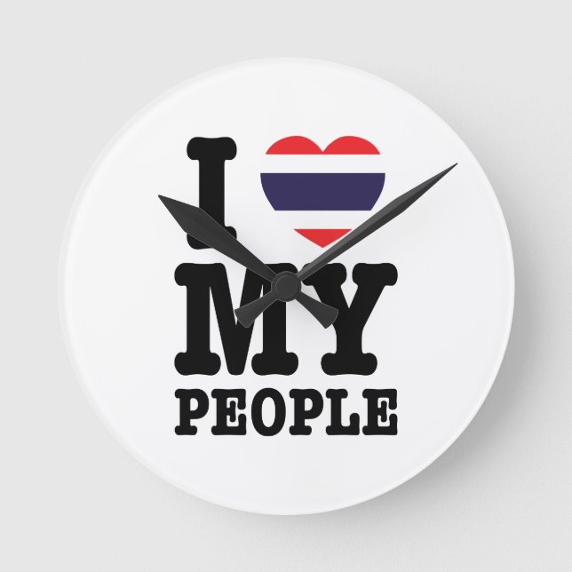 Relógio Redondo I Heart (Love) My Thai Pessoas (Frente)
