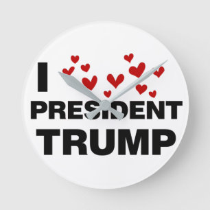 Relógio Redondo I Love President Trump Hearts