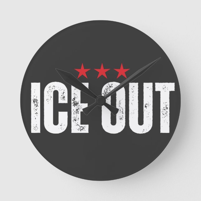 Relógio Redondo ICE OUT Anti Trump (Frente)