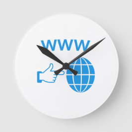 Relógio Redondo Ícone de Globo da WWW World Wide Web com Ponteiro 