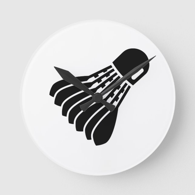 Relógio Redondo Ícone do Badminton (Frente)