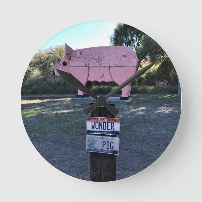 Relógio Redondo Idaho Wonder Pig, Engraçado (Frente)