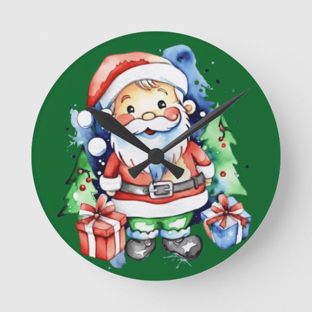 Relógio Redondo Ideias de presentes do Papai Noel (Frente)