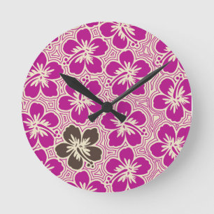 Relógio Redondo Ilha Hibiscus Hawaiian Wall Clocks