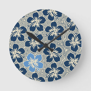 Relógio Redondo Ilha Hibiscus Hawaiian Wall Clocks
