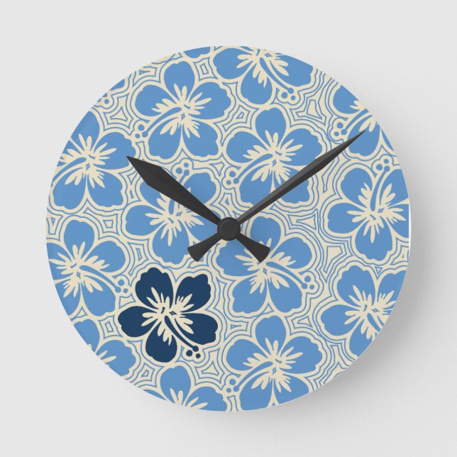 Relógio Redondo Ilha Hibiscus Hawaiian Wall Clocks (Frente)