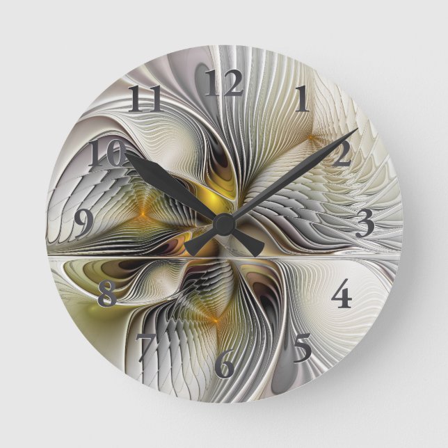 Relógio Redondo Ilusão Óptica Abstrata Fractal 3D Com Profundidade (Frente)
