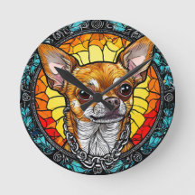 Ilustração Artística de Chihuahua em Vidro Colorid